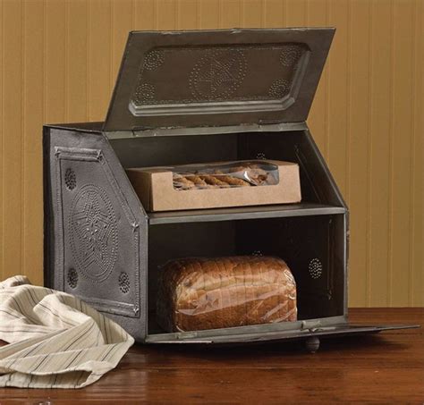 replica metal bread box|antique tin bread box.